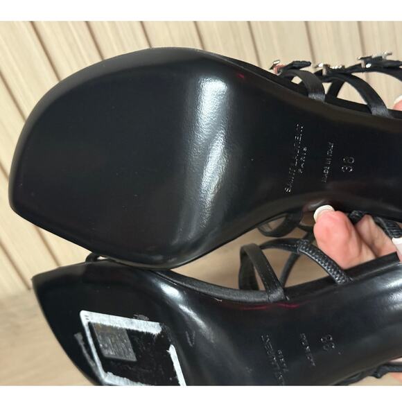 Saint Laurent Jerry Square Open Toe Mules Black Women’s Size IT 38 / US 8 - Picture 10 of 16